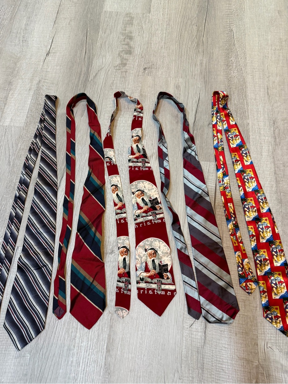 Men's Burgundy Plaid and Striped Tie Collection holiday/ Christmas